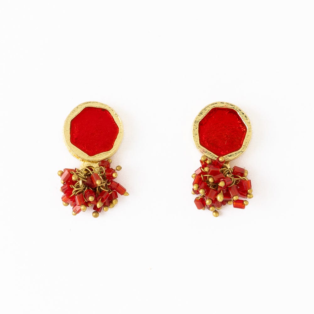 Kimberly Enamel Earrings Red Drop