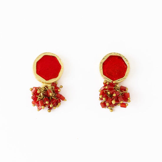 Kimberly Enamel Earrings Red Drop