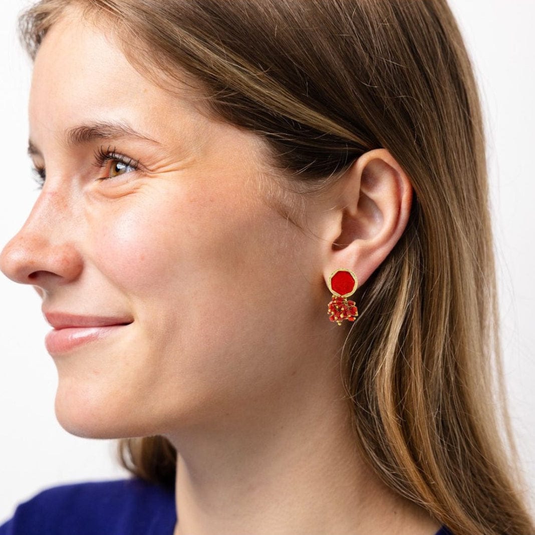 Kimberly Enamel Earrings Red Drop