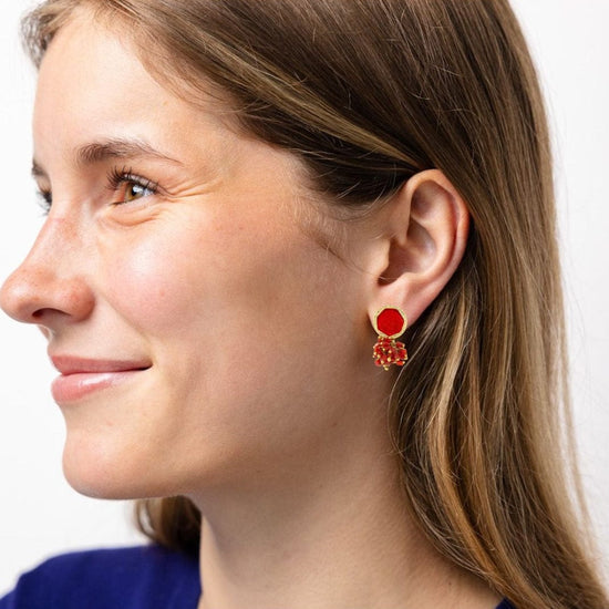 Kimberly Enamel Earrings Red Drop