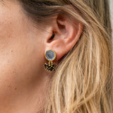 Kimberly Enamel Earrings Silver Grey Drop