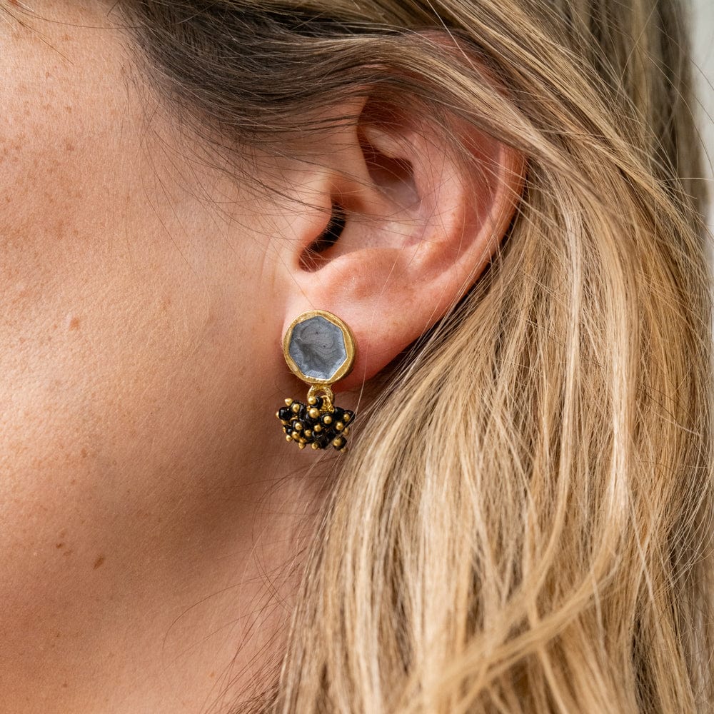 Kimberly Enamel Earrings Silver Grey Drop