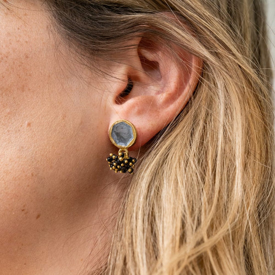 Kimberly Enamel Earrings Silver Grey Drop