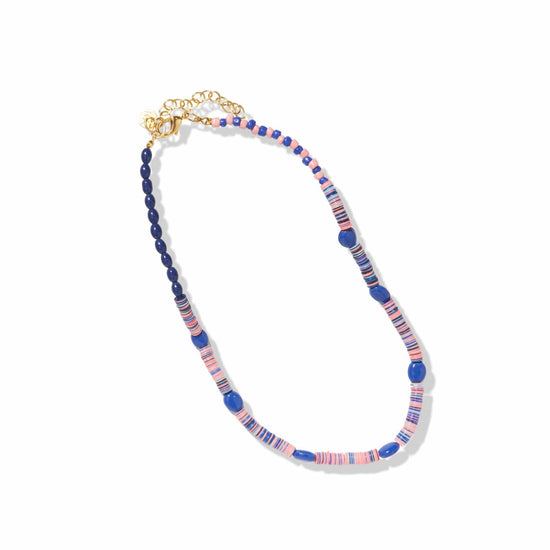 Kimberly Multi Mix Beaded Necklace Lapis and Pink Necklace