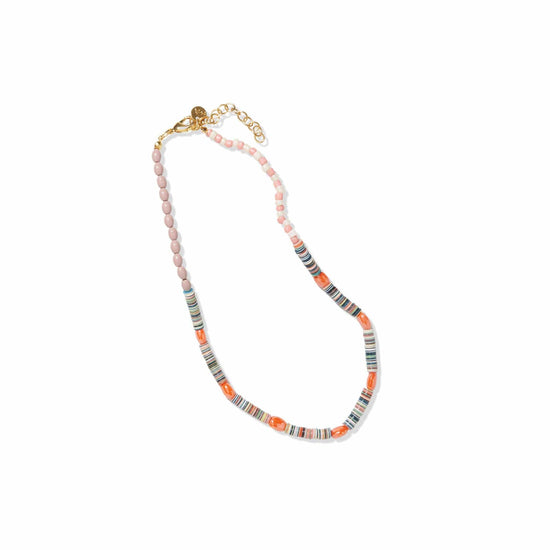 Kimberly Multi Mix Beaded Necklace Teal and Coral Necklace
