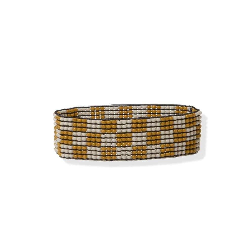 Lane Checkered Beaded Stretch Bracelet Citron Bracelet