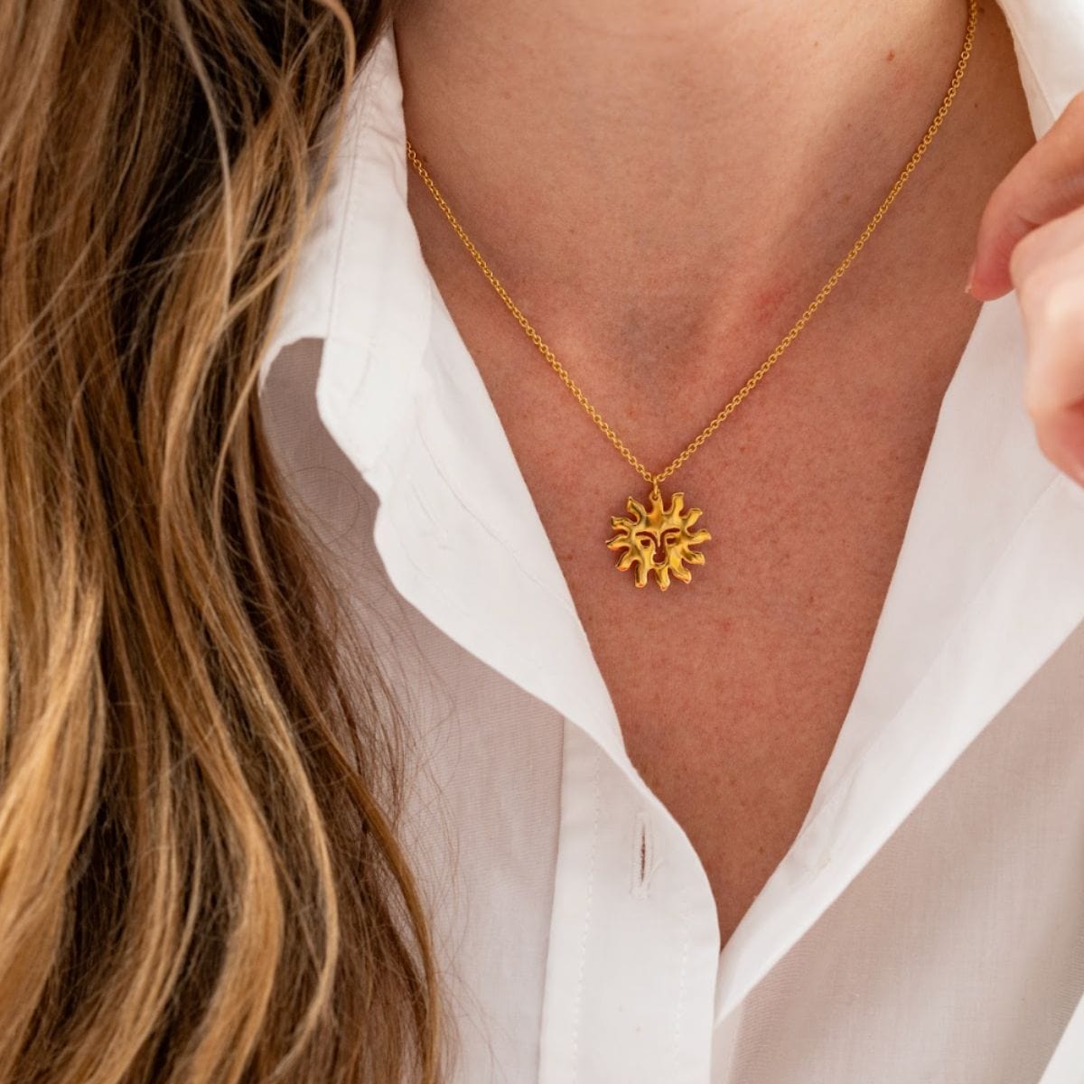 Lane Sun Pendant Necklace Brass Pendant