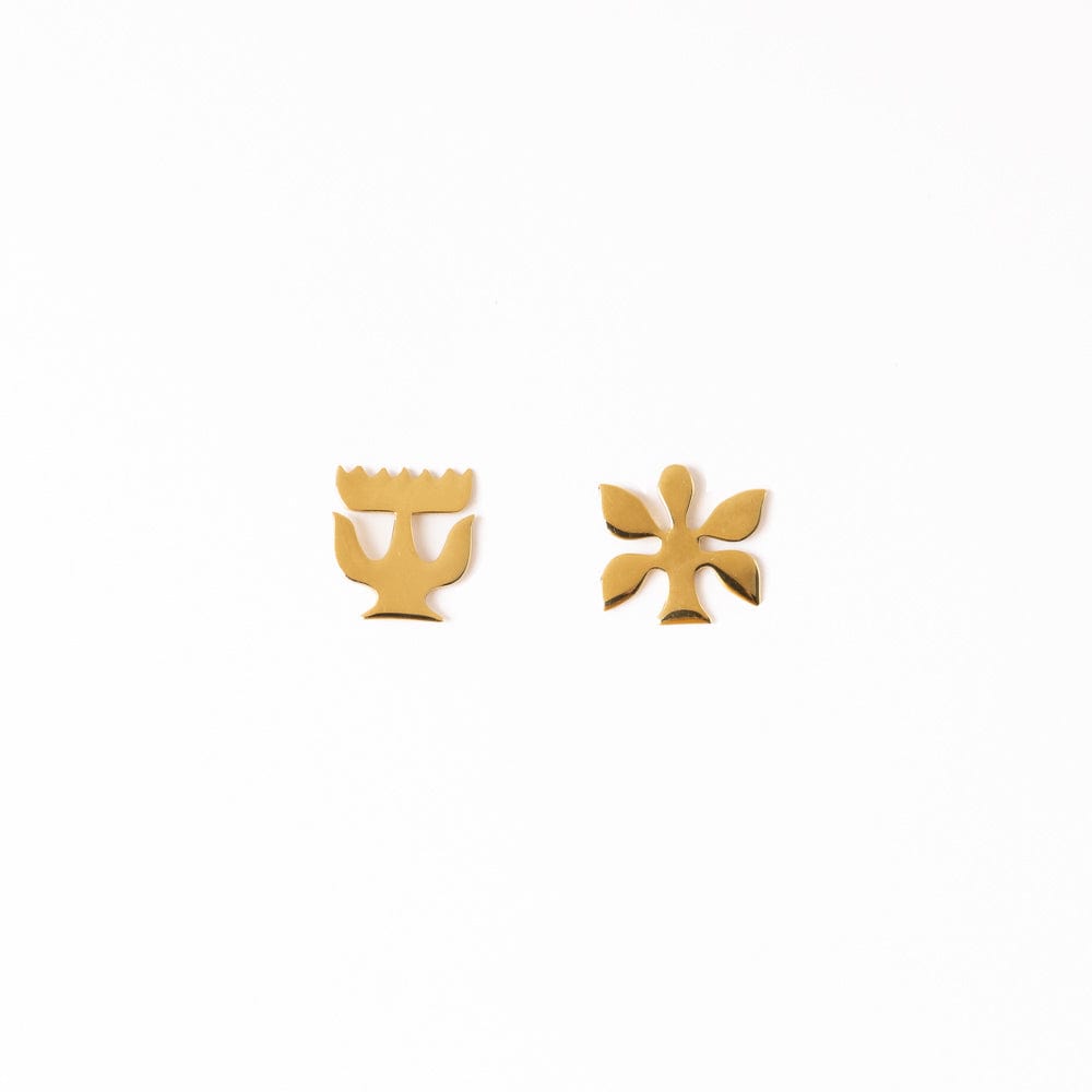 Layla Brass Abstract Nordic Post Earrings Stud Earrings