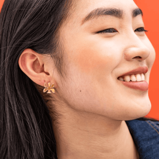 Layla Brass Abstract Nordic Post Earrings Stud Earrings