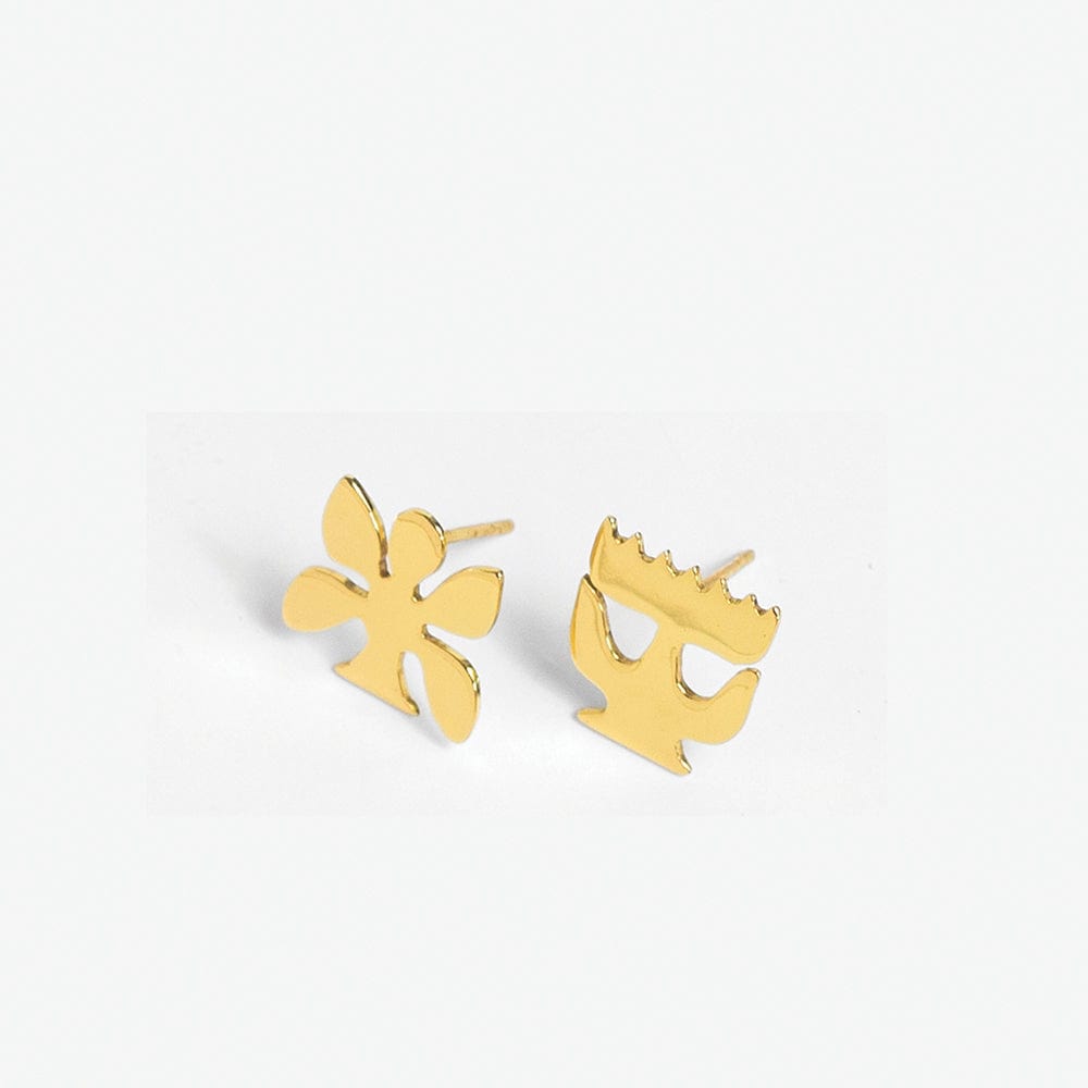 Layla Brass Abstract Nordic Post Earrings Stud Earrings