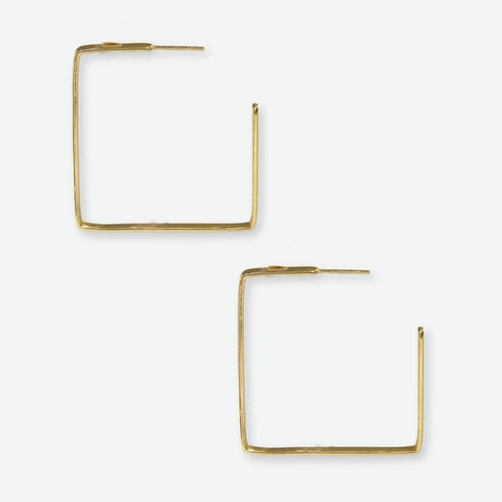 Leah Square Thin Hoop Earrings Brass Earrings