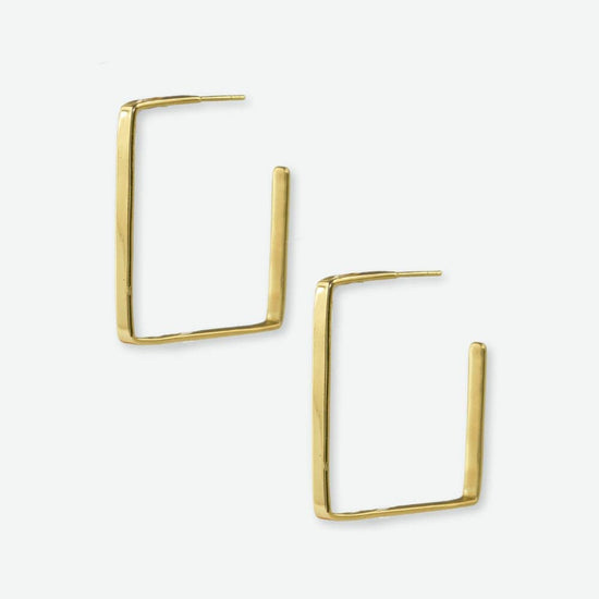 Leah Square Thin Hoop Earrings Brass Earrings