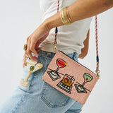 Leila Assorted Drink Seed Bead Clutch With Strap Bag