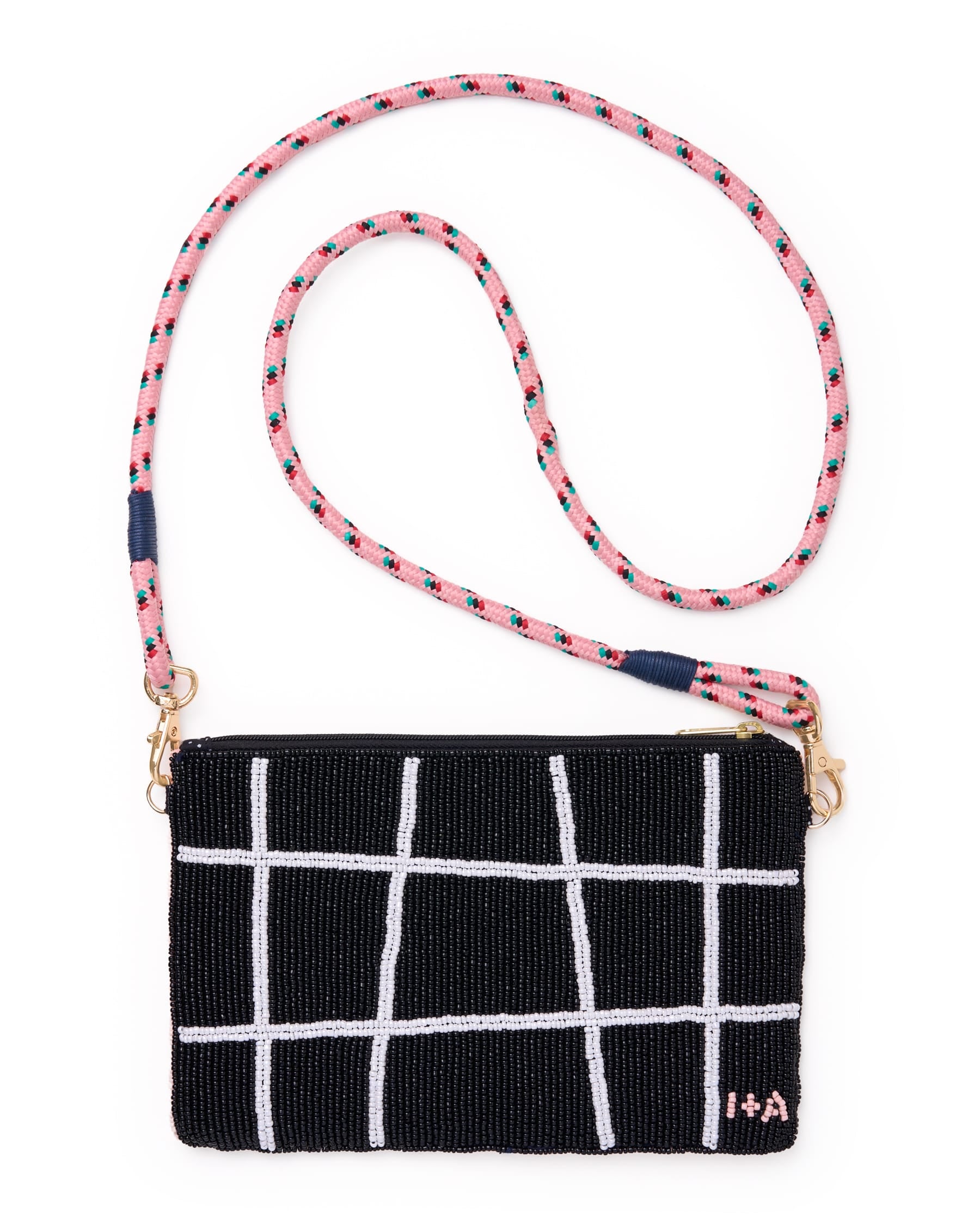 Leila Assorted Drink Seed Bead Clutch With Strap Bag