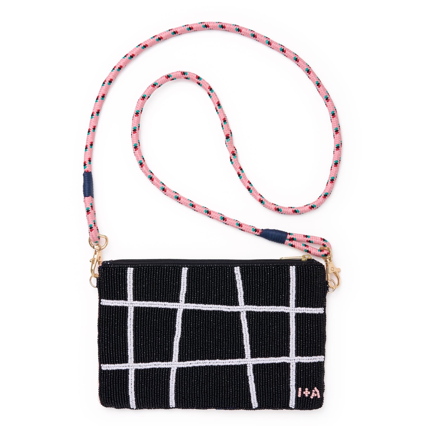 Leila Assorted Drink Seed Bead Clutch With Strap Bag