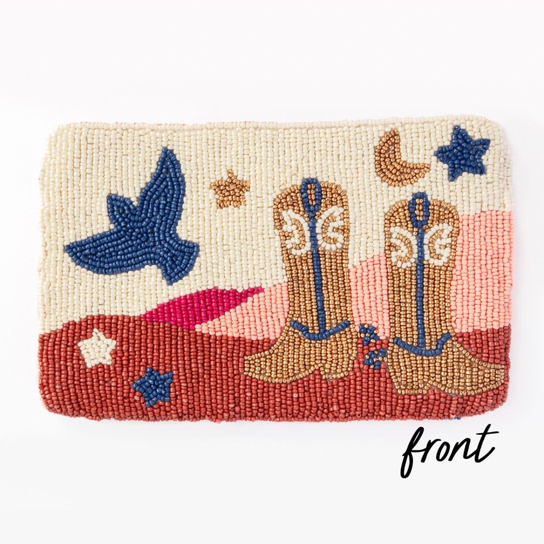 Leila Boot Seed Bead Clutch With Strap Crossbody