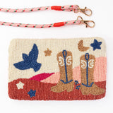 Leila Boot Seed Bead Clutch With Strap Crossbody