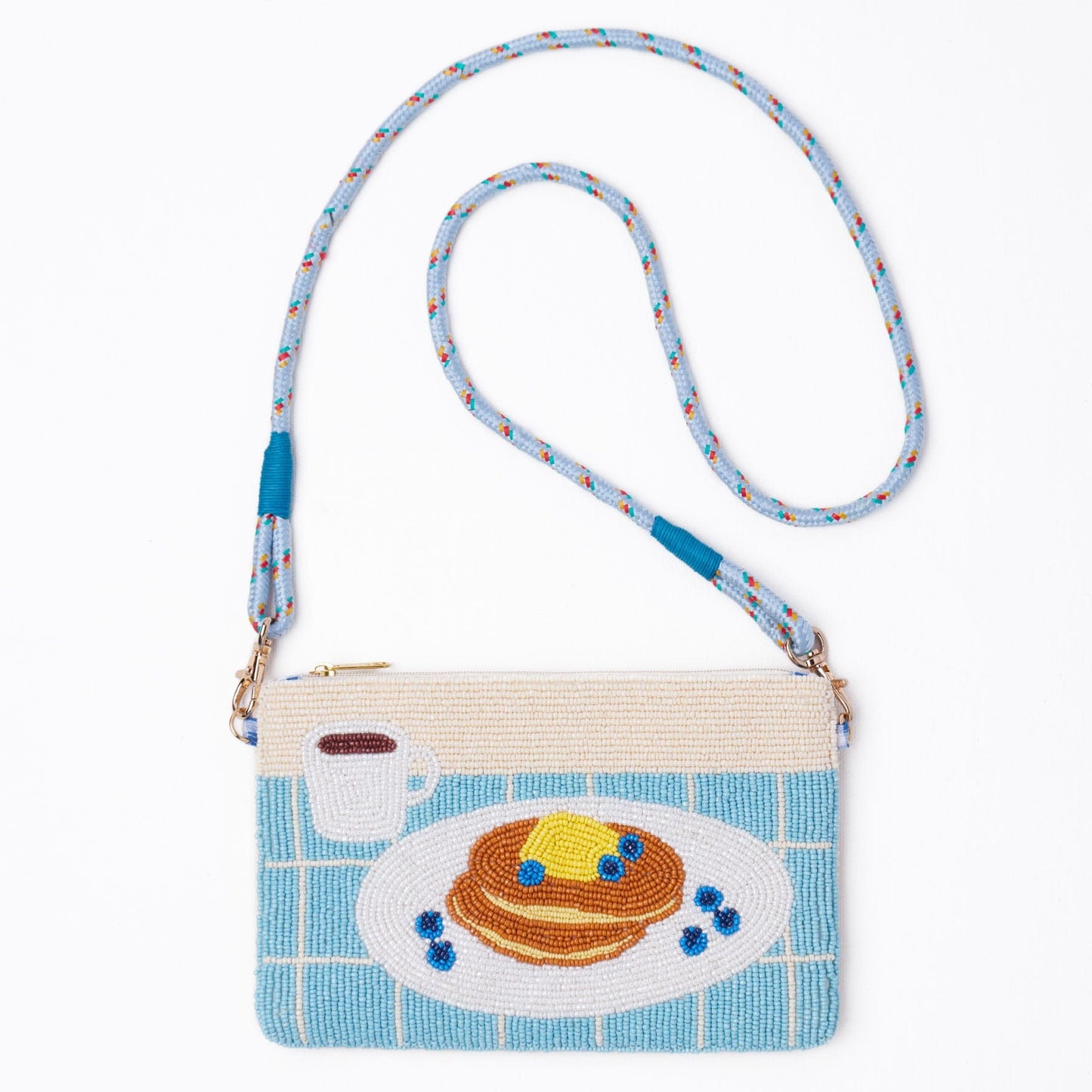 Leila Breakfast Seed Bead Clutch With Strap Crossbody