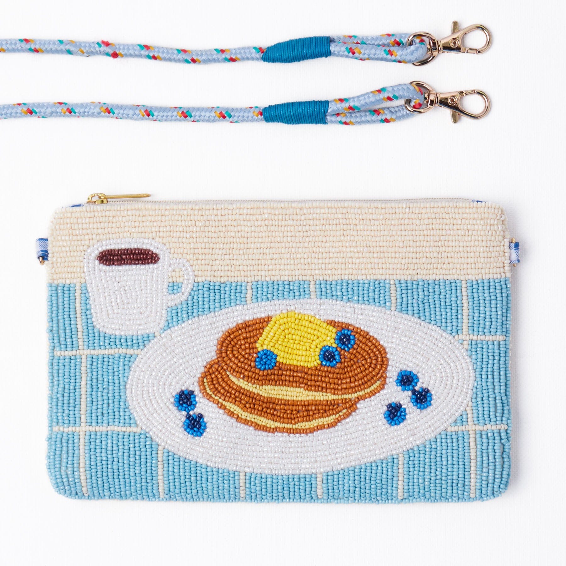 Leila Breakfast Seed Bead Clutch With Strap Crossbody