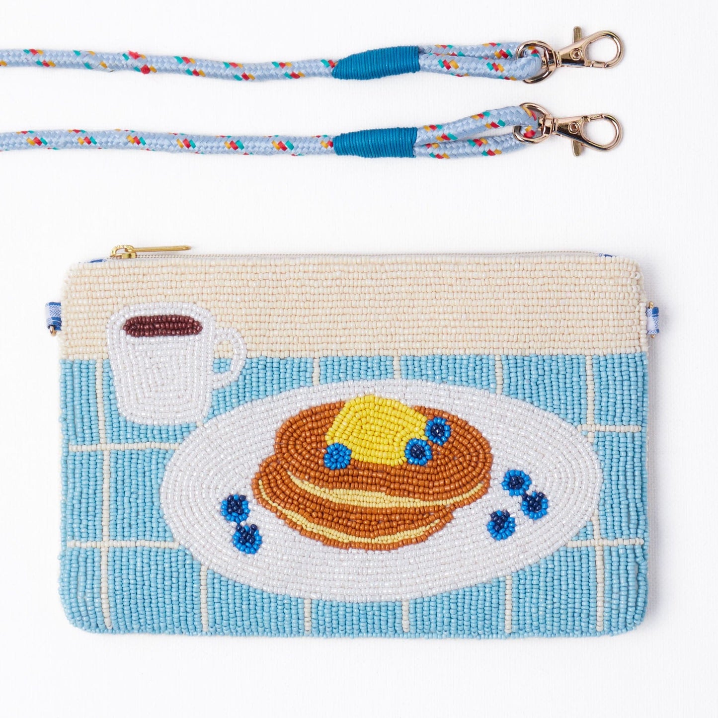 Leila Breakfast Seed Bead Clutch With Strap Crossbody