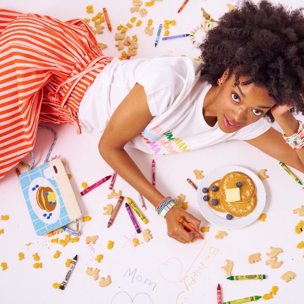 Leila Breakfast Seed Bead Clutch With Strap Crossbody