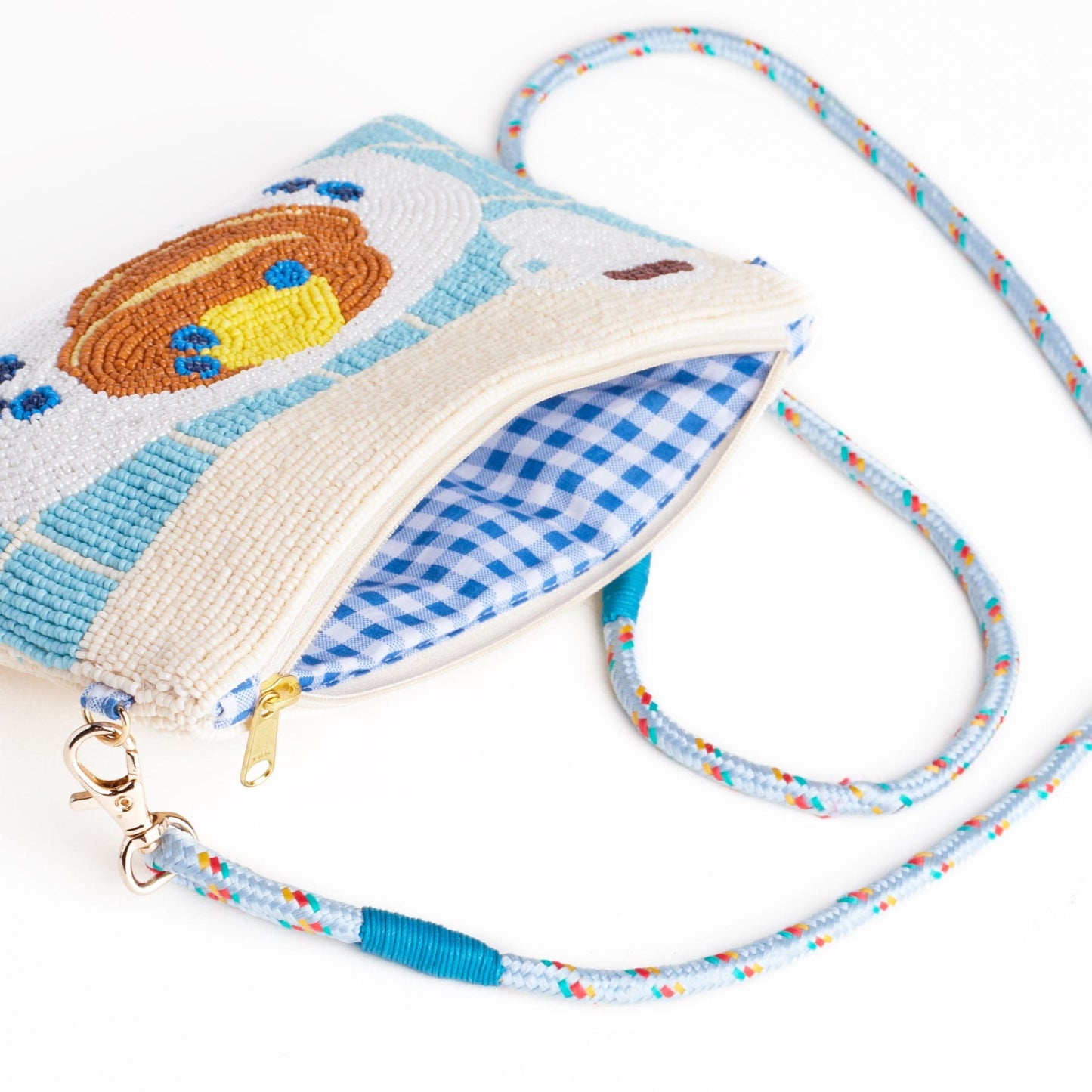 Leila Breakfast Seed Bead Clutch With Strap Crossbody
