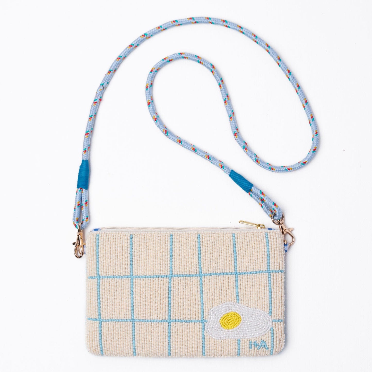 Leila Breakfast Seed Bead Clutch With Strap Crossbody