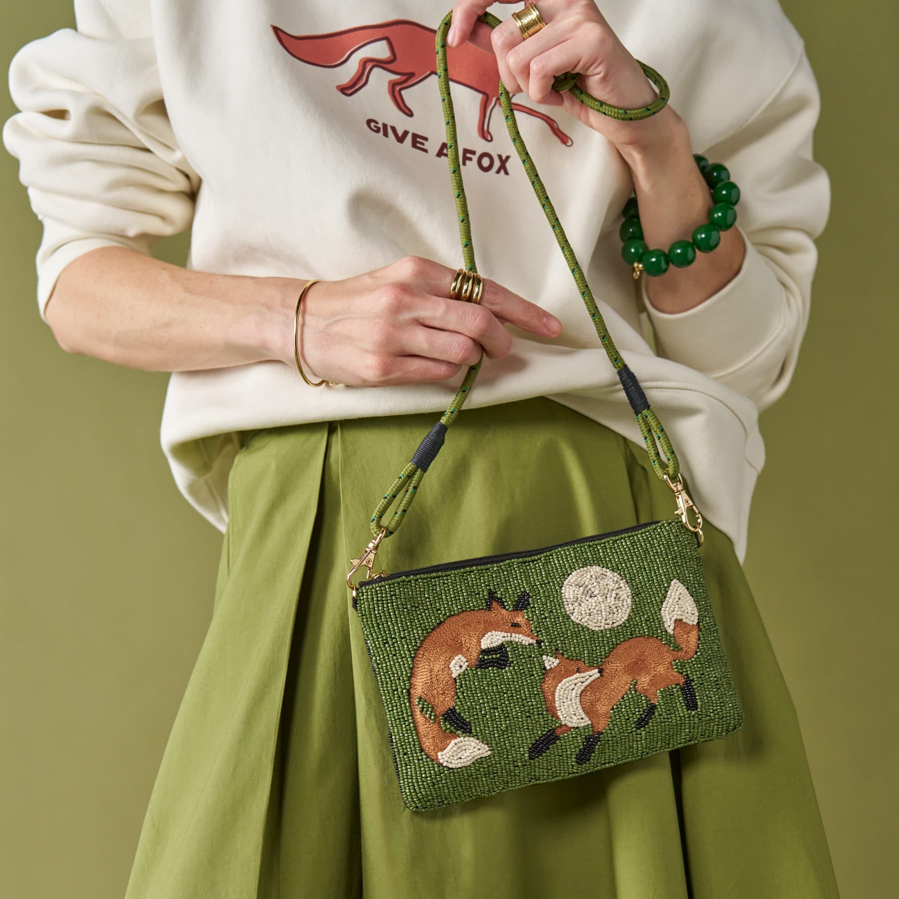 Leila Fox Seed Bead Clutch With Strap Bag