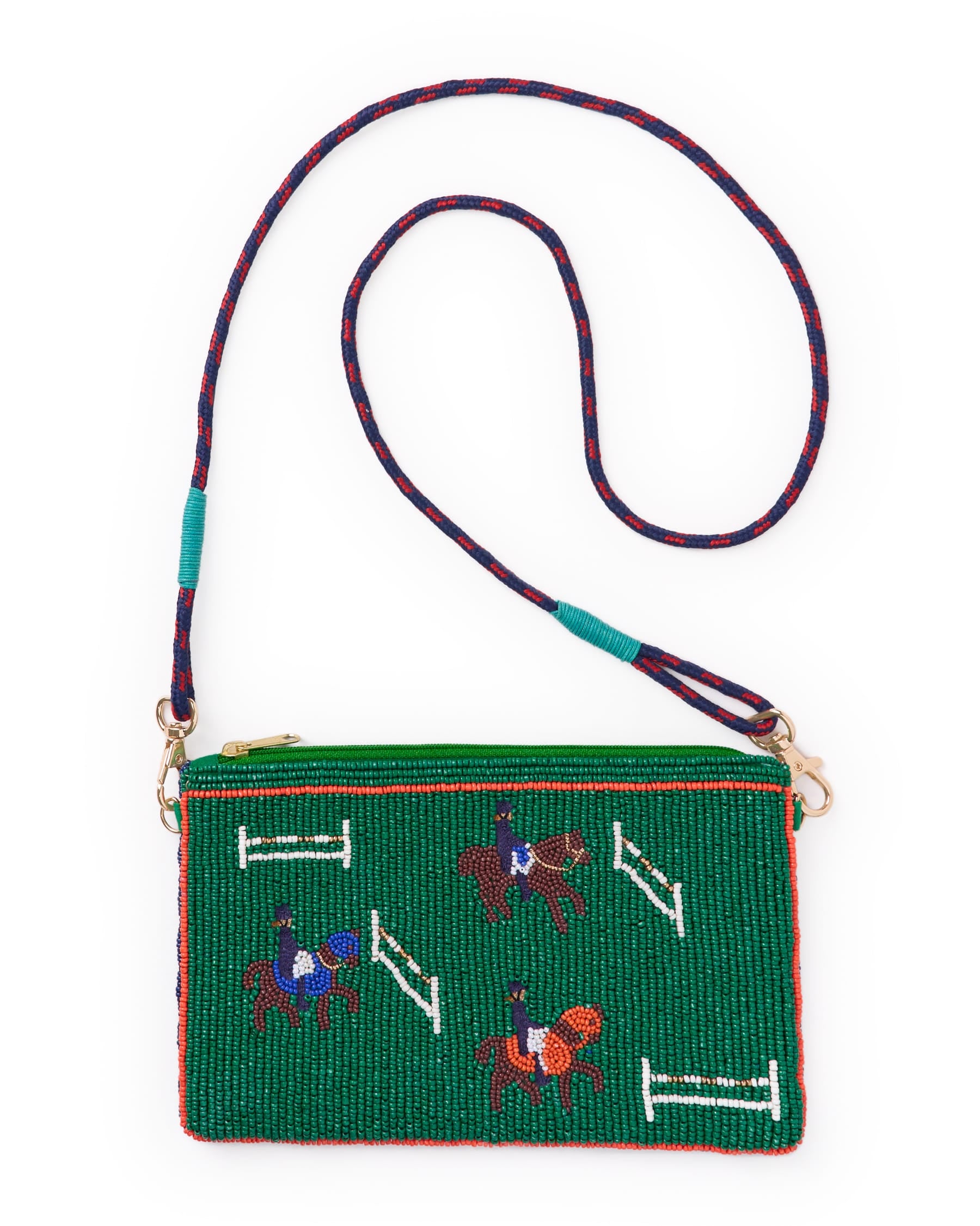 Leila Horse Seed Bead Clutch With Strap Bag
