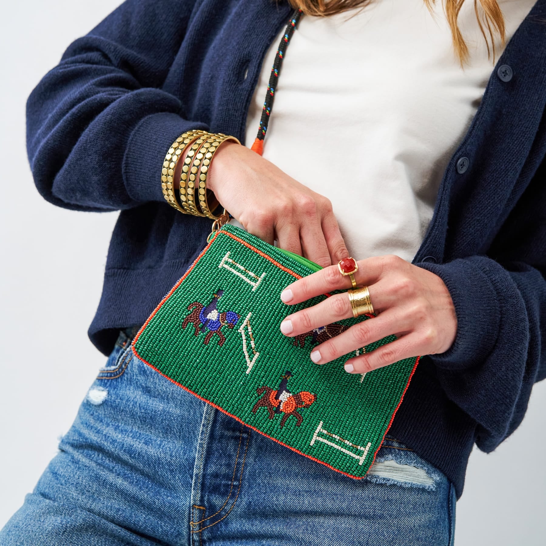 Leila Horse Seed Bead Clutch With Strap Bag
