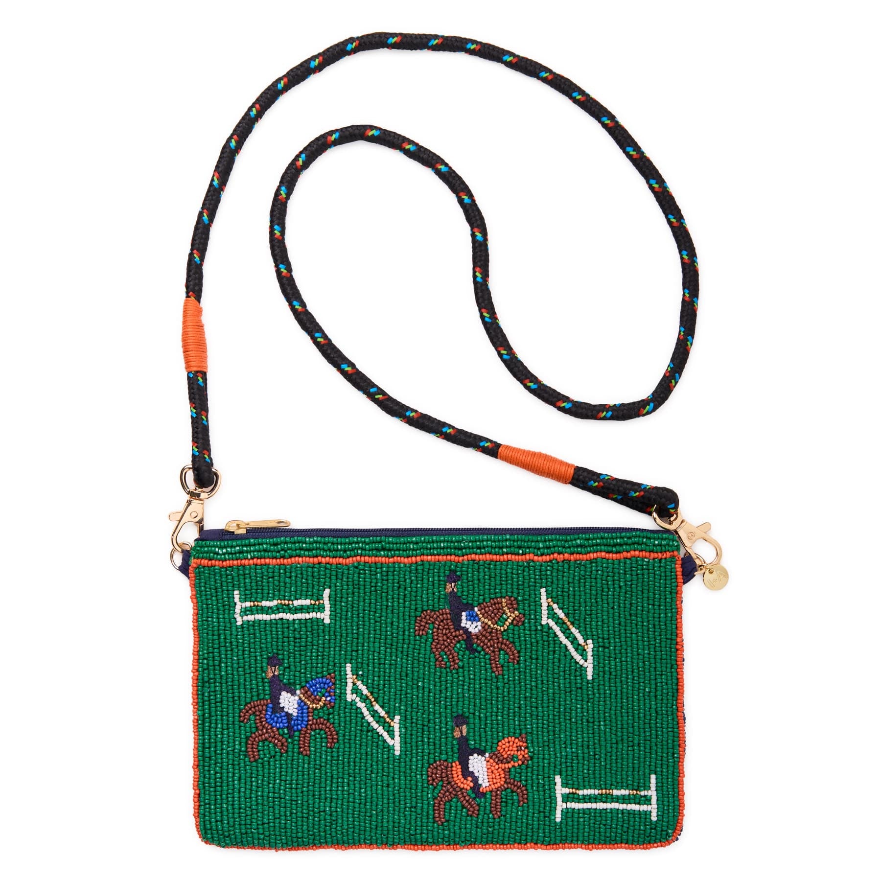 Leila Horse Seed Bead Clutch With Strap Bag