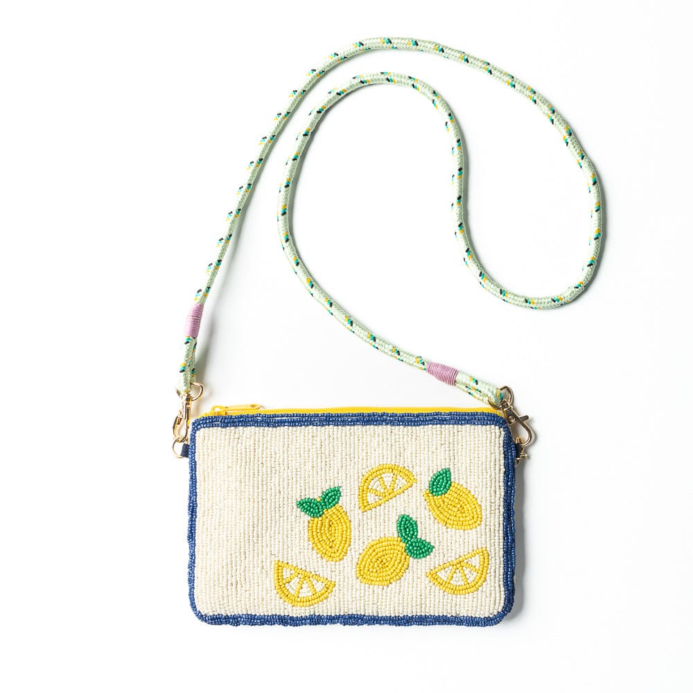 Leila Lemons Seed Bead Clutch With Strap Crossbody