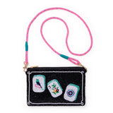 Leila Mahjong Seed Bead Clutch With Strap Bag
