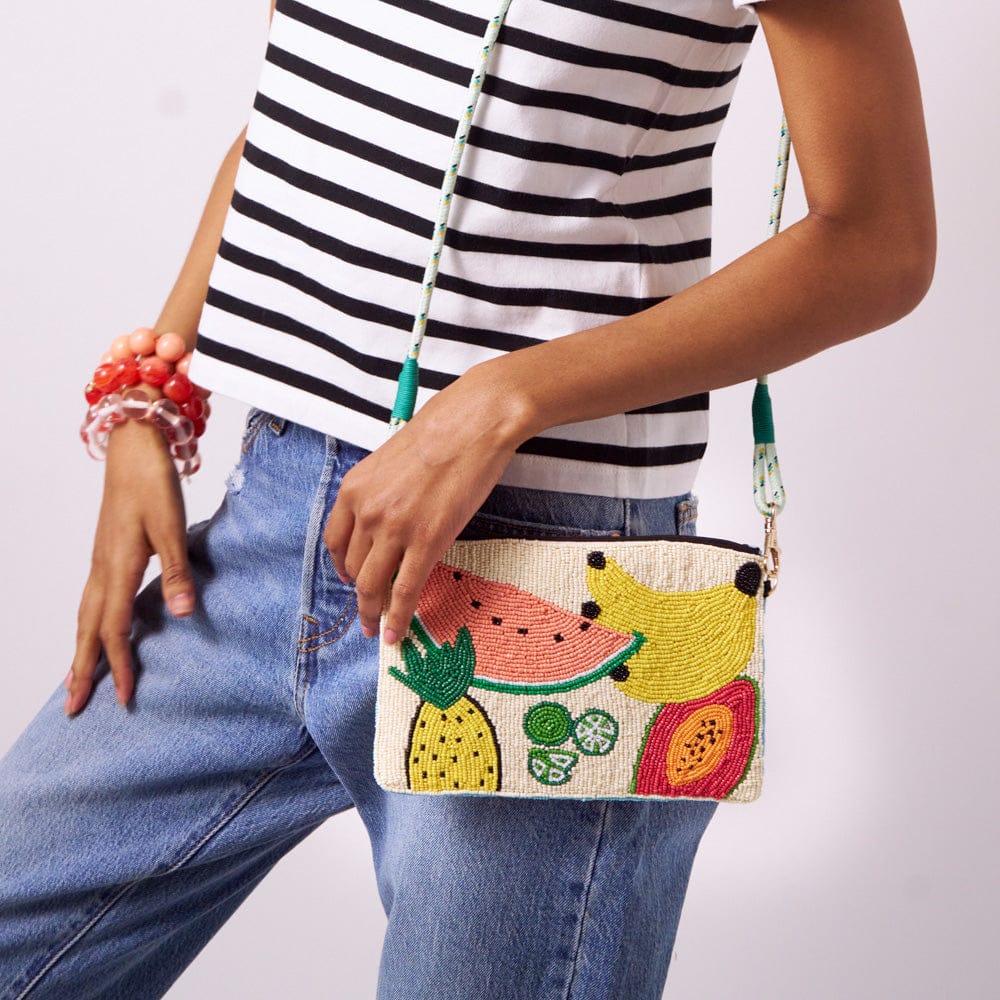 Leila Mixed Fruit Seed Bead Clutch With Strap – INK+ALLOY LLC