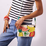 Leila Mixed Fruit Seed Bead Clutch With Strap Crossbody