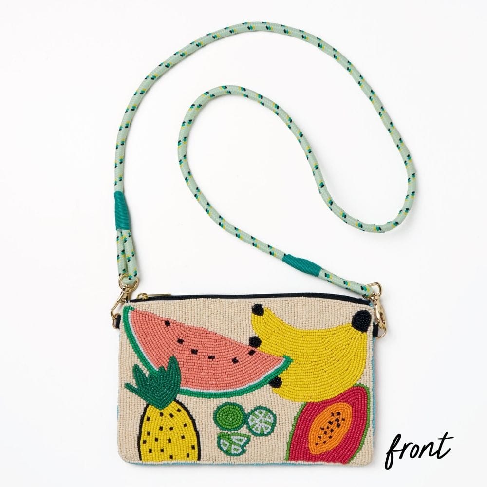 Leila Mixed Fruit Seed Bead Clutch With Strap Bag
