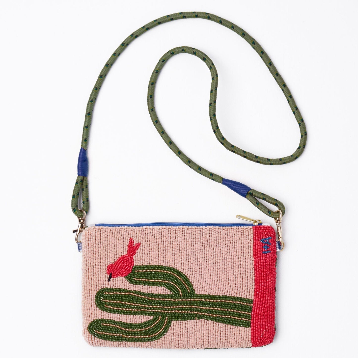 Leila Red Boots Seed Bead Clutch With Strap Crossbody