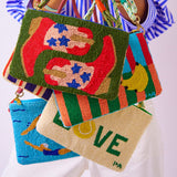 Leila Red Boots Seed Bead Clutch With Strap Crossbody