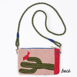 Leila Red Boots Seed Bead Clutch With Strap Bag