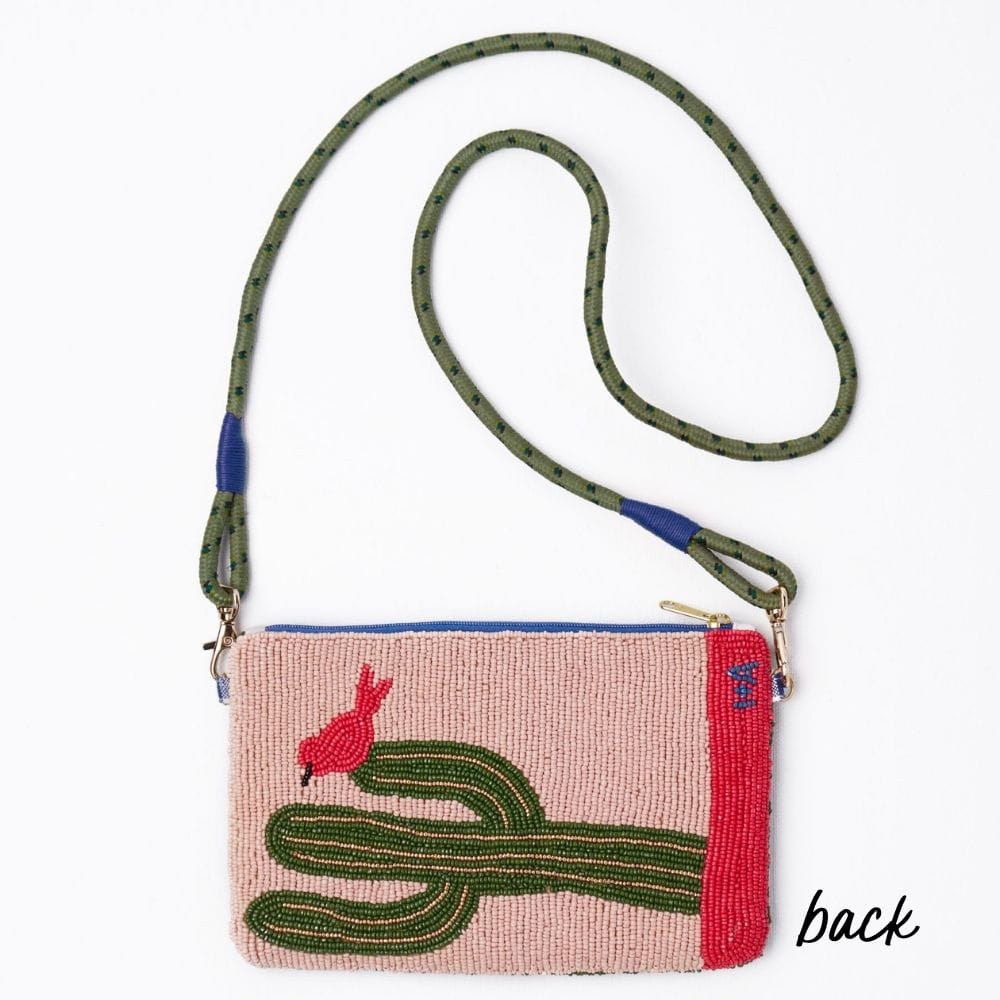 Leila Red Boots Seed Bead Clutch With Strap Bag