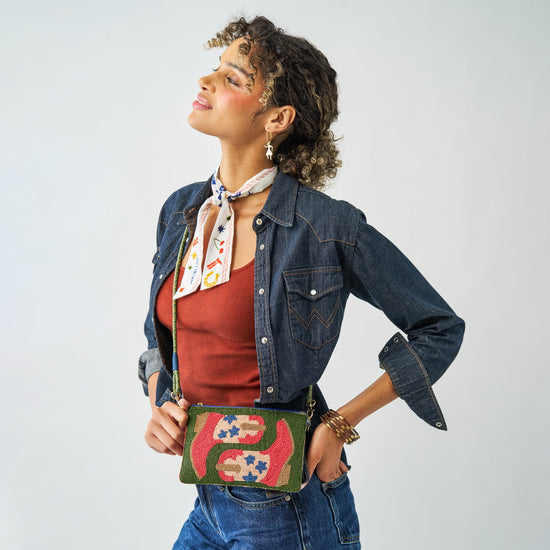 Leila Red Boots Seed Bead Clutch With Strap – INK+ALLOY LLC
