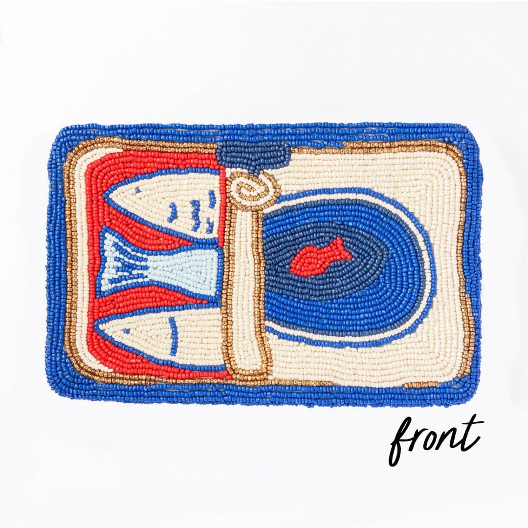 Leila Sardine Seed Bead Clutch With Strap Crossbody