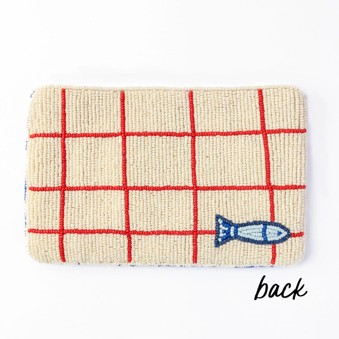 Leila Sardine Seed Bead Clutch With Strap Crossbody