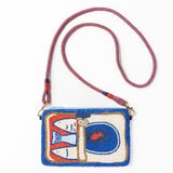 Leila Sardine Seed Bead Clutch With Strap Crossbody