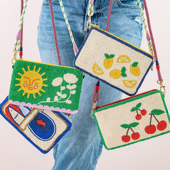 Leila Soleil Seed Bead Clutch With Strap Crossbody