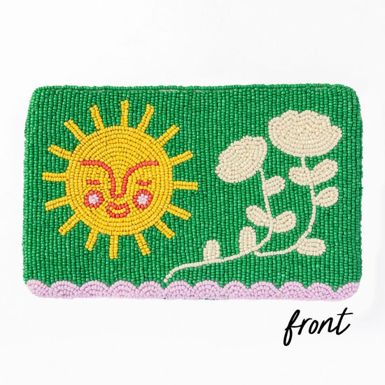 Leila Soleil Seed Bead Clutch With Strap Crossbody