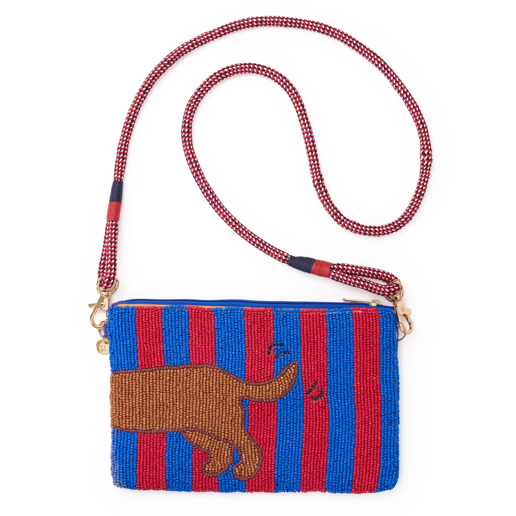 Elenor Striped Beaded Dachshund Bag Red + Blue – INK+ALLOY LLC