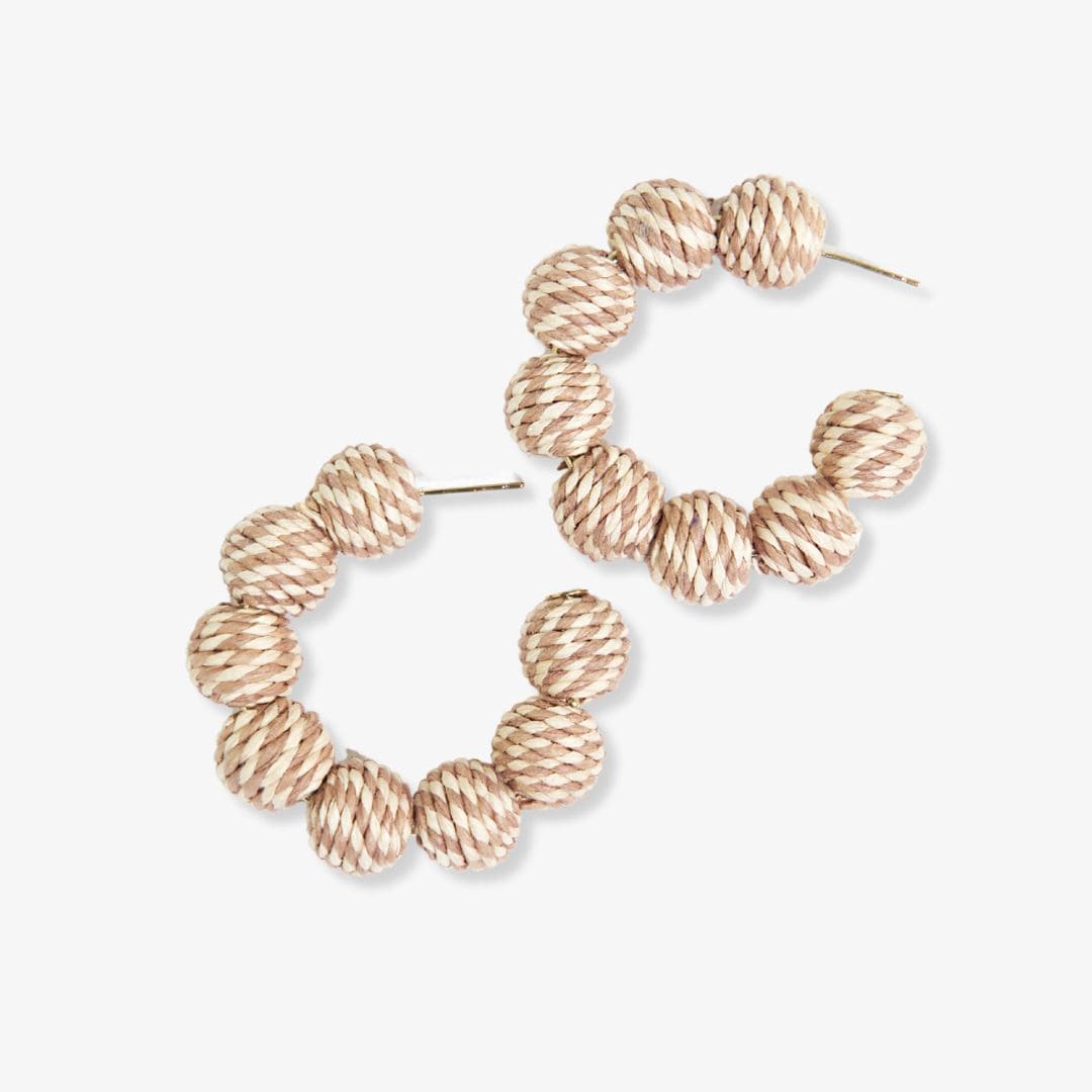 Leila Striped Hoop Earrings Cream and Natural Earrings