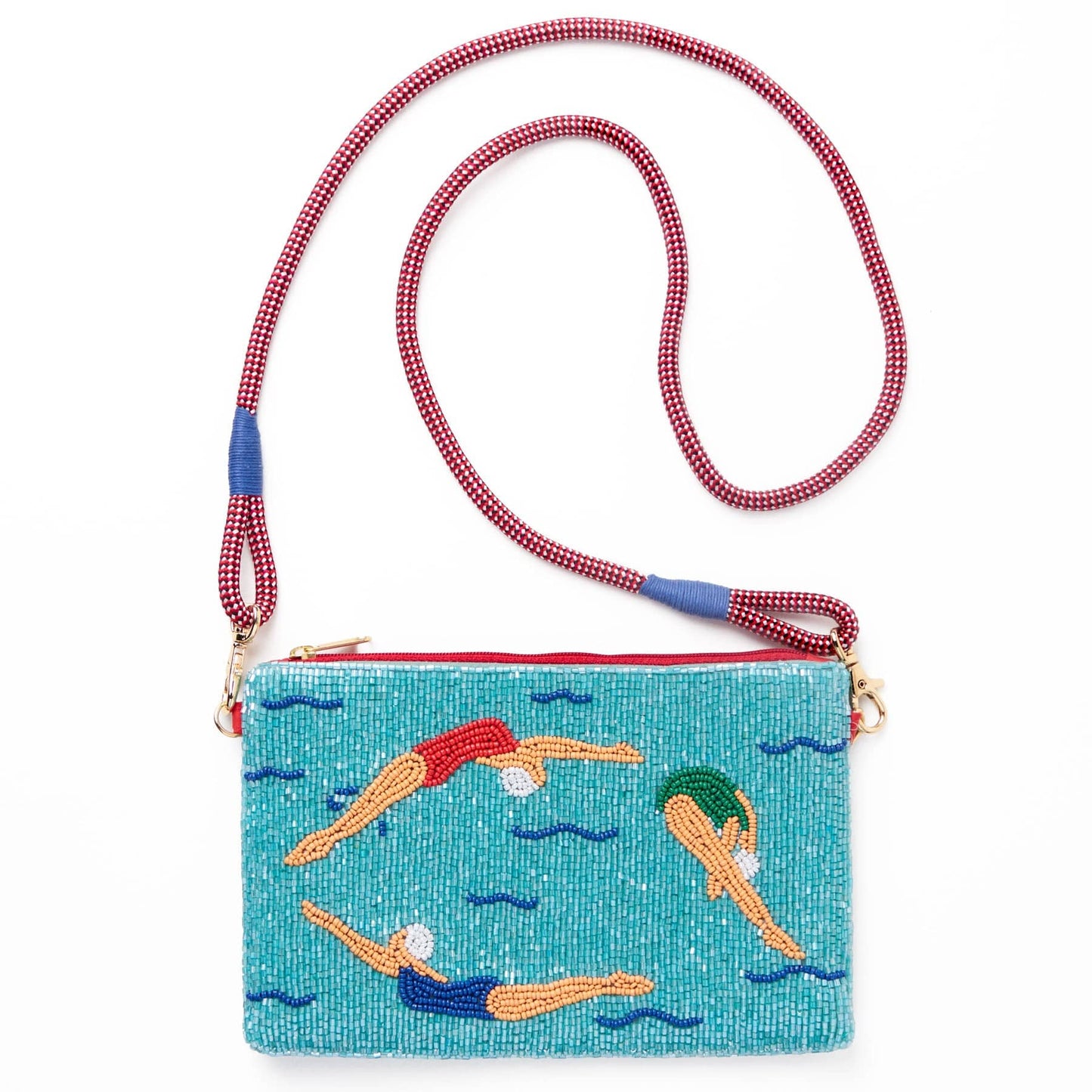 Leila Swimmers Seed Bead Clutch With Strap Crossbody