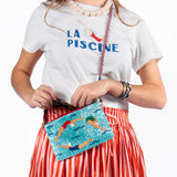 Leila Swimmers Seed Bead Clutch With Strap Crossbody